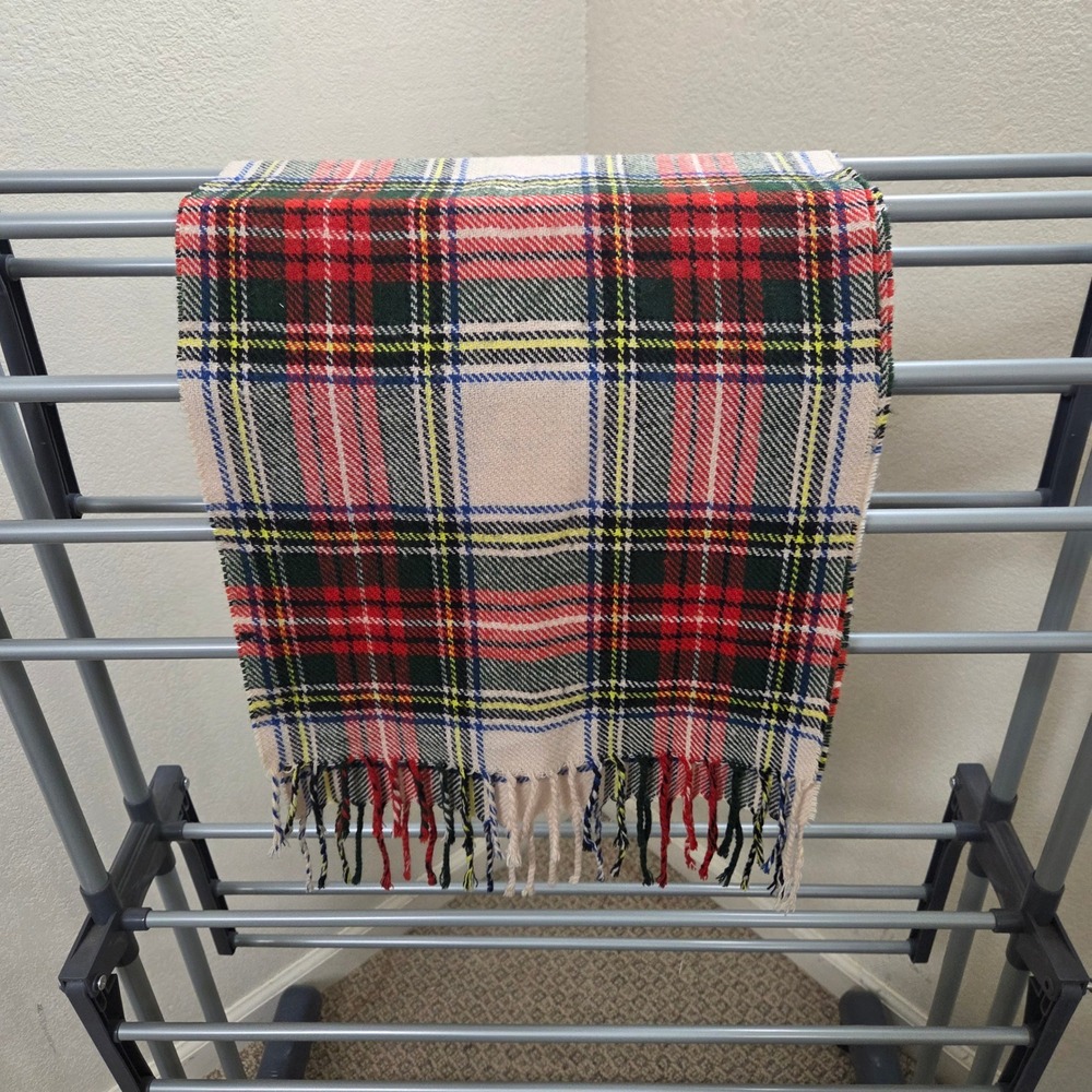 Unbranded Multicolor Plaid Tartan Fringed Scarf 13x64 Winter Accessory